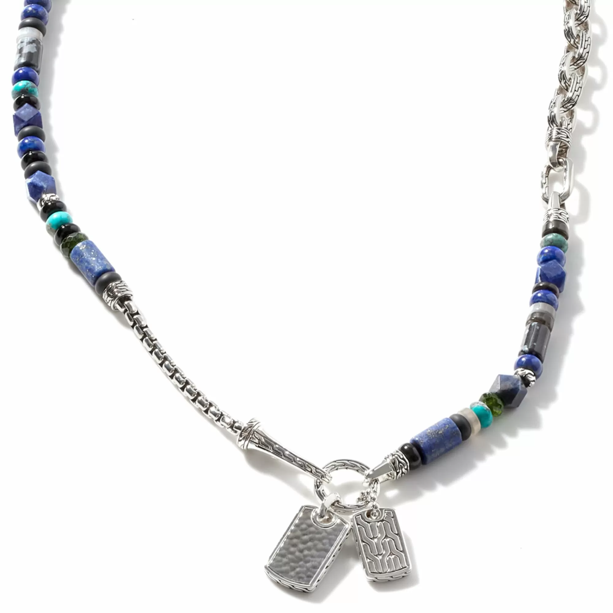 Beads^John Hardy Beaded Tag Necklace, Silver, Gemstones