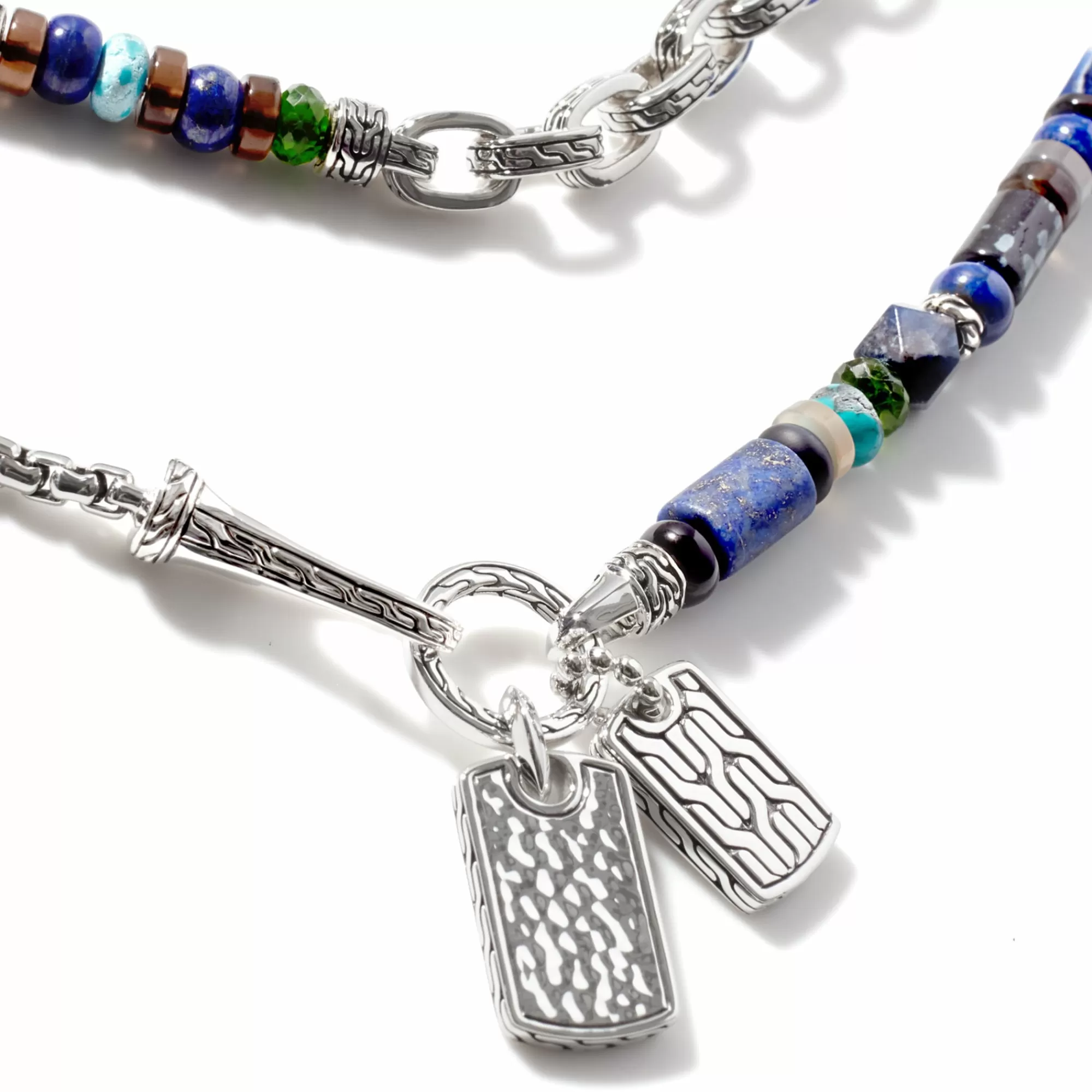 Beads^John Hardy Beaded Tag Necklace, Silver, Gemstones