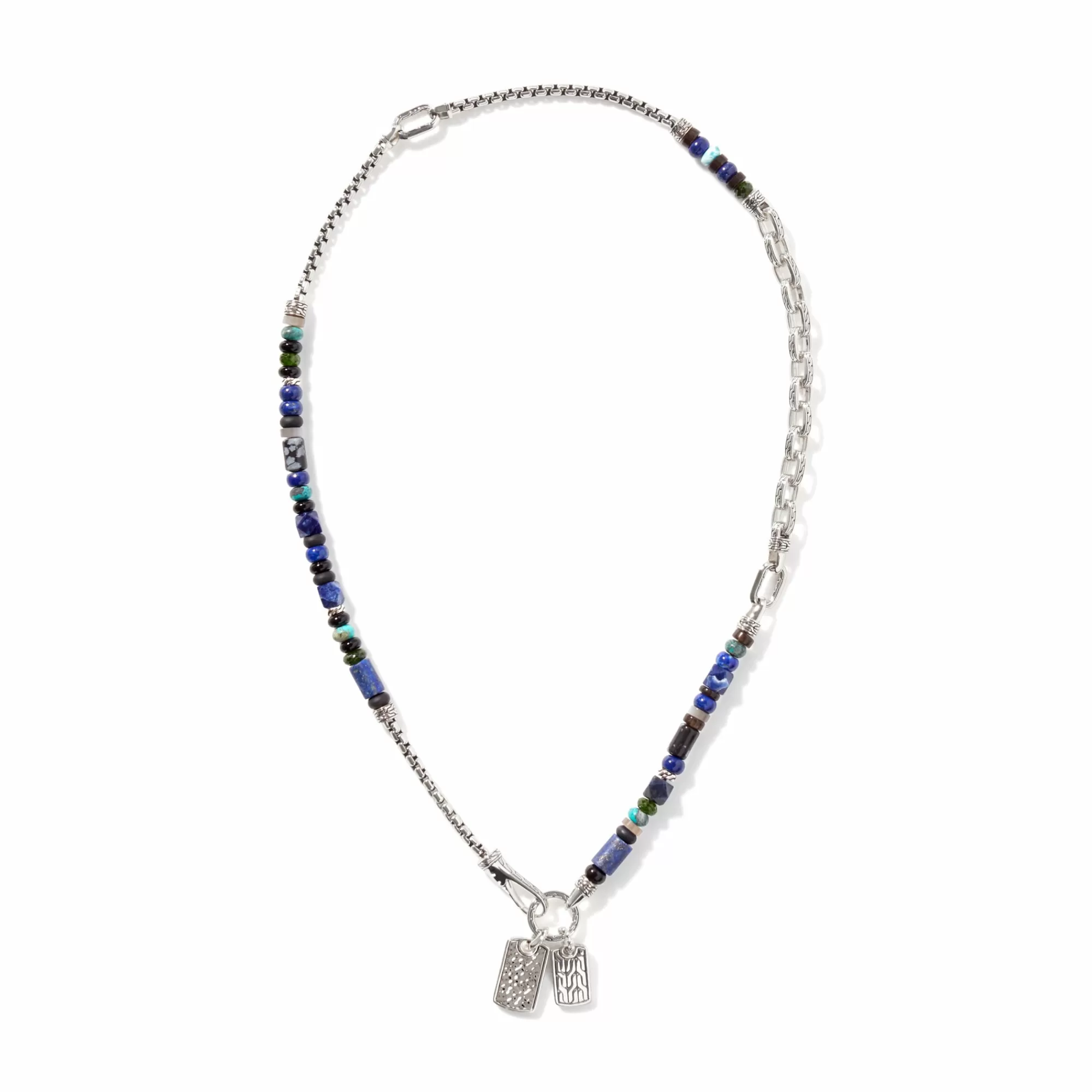 Beads^John Hardy Beaded Tag Necklace, Silver, Gemstones