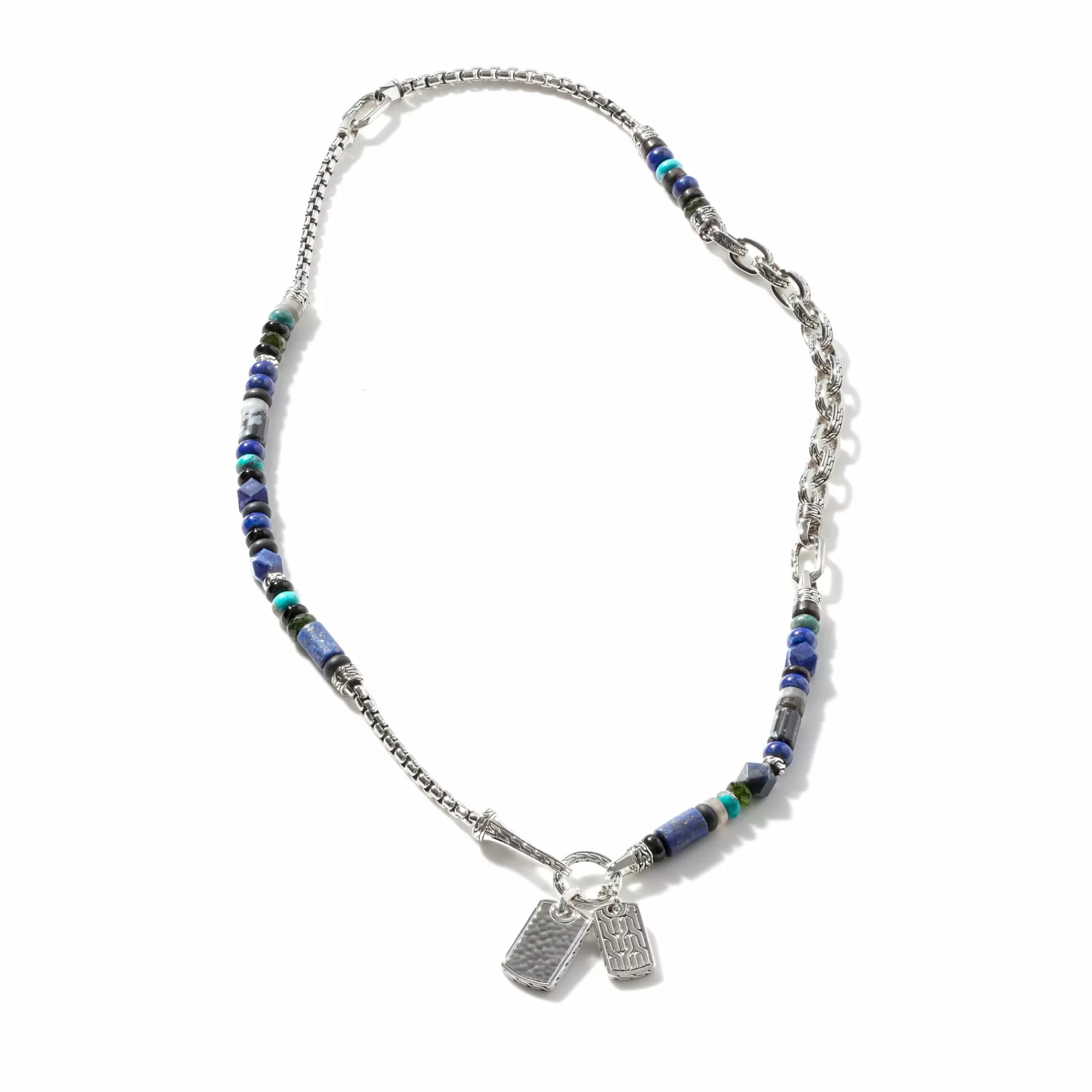 Beads^John Hardy Beaded Tag Necklace, Silver, Gemstones