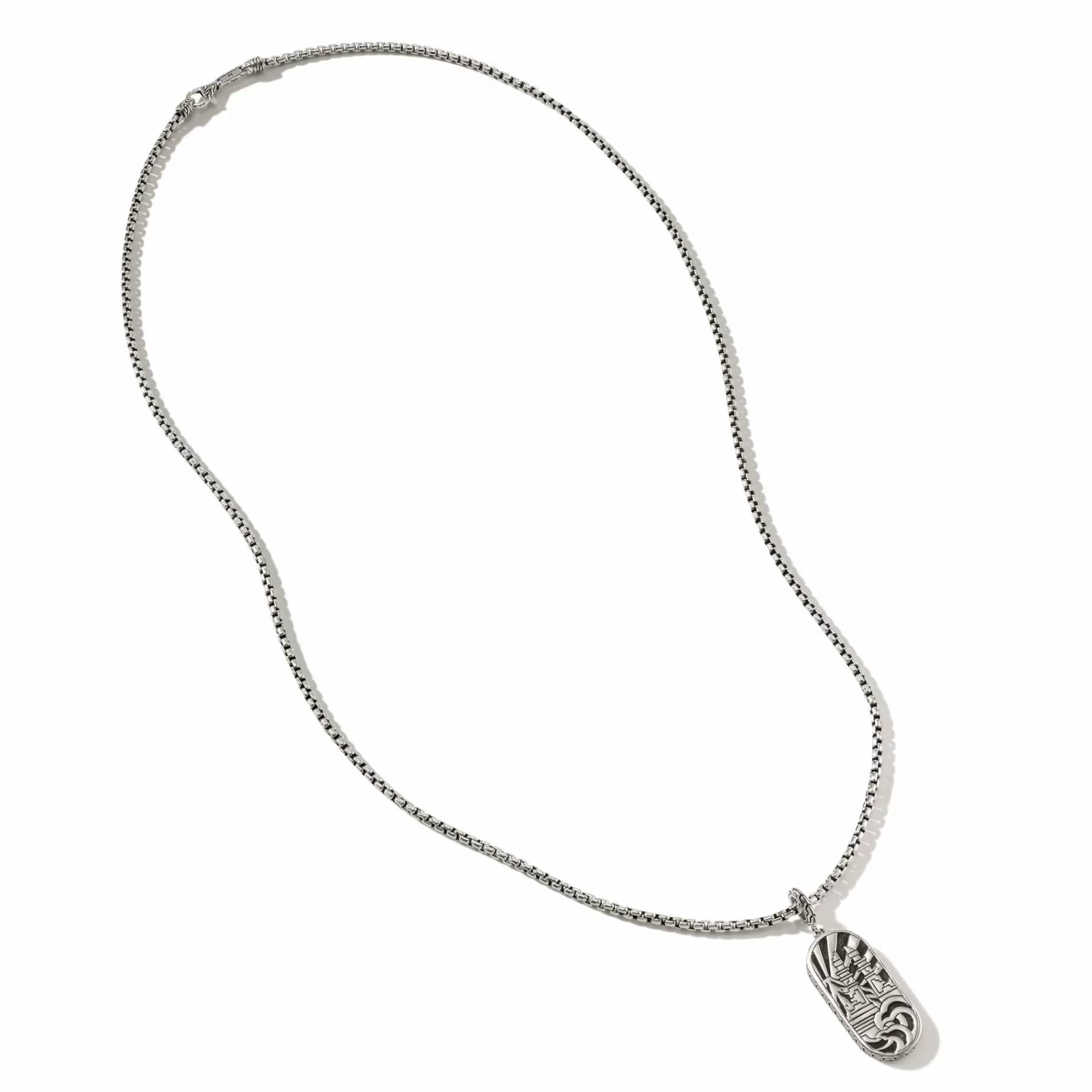 Tags & Pendants^John Hardy Carved Tag Necklace, Dark Silver, Gemstones