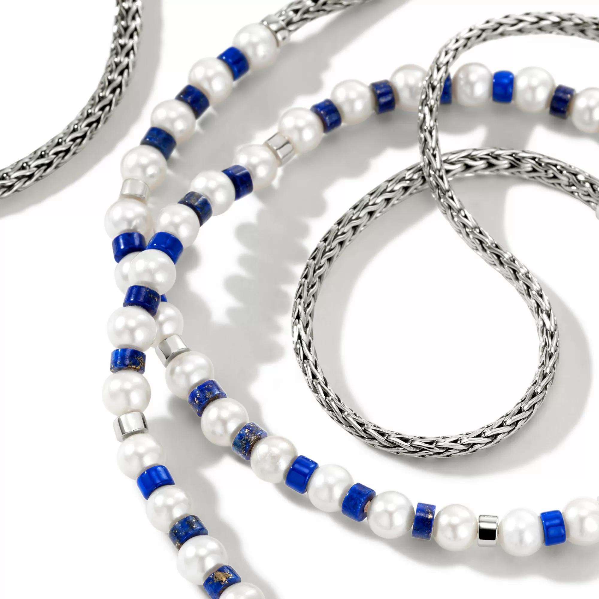 Beads^John Hardy Colorblock Necklace, Silver, Gemstones, Pearl