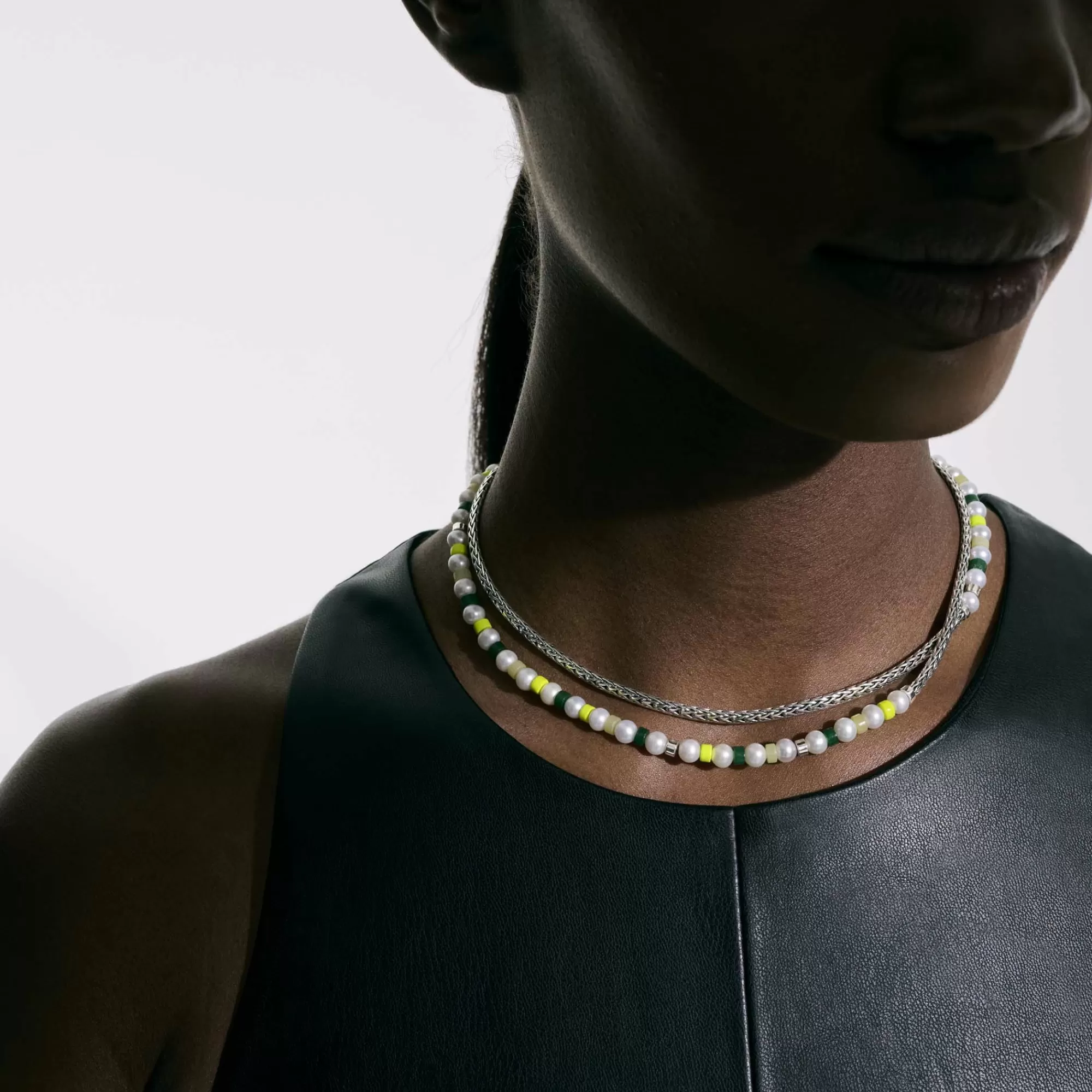 Beads^John Hardy Colorblock Necklace, Silver, Gemstones, Pearl
