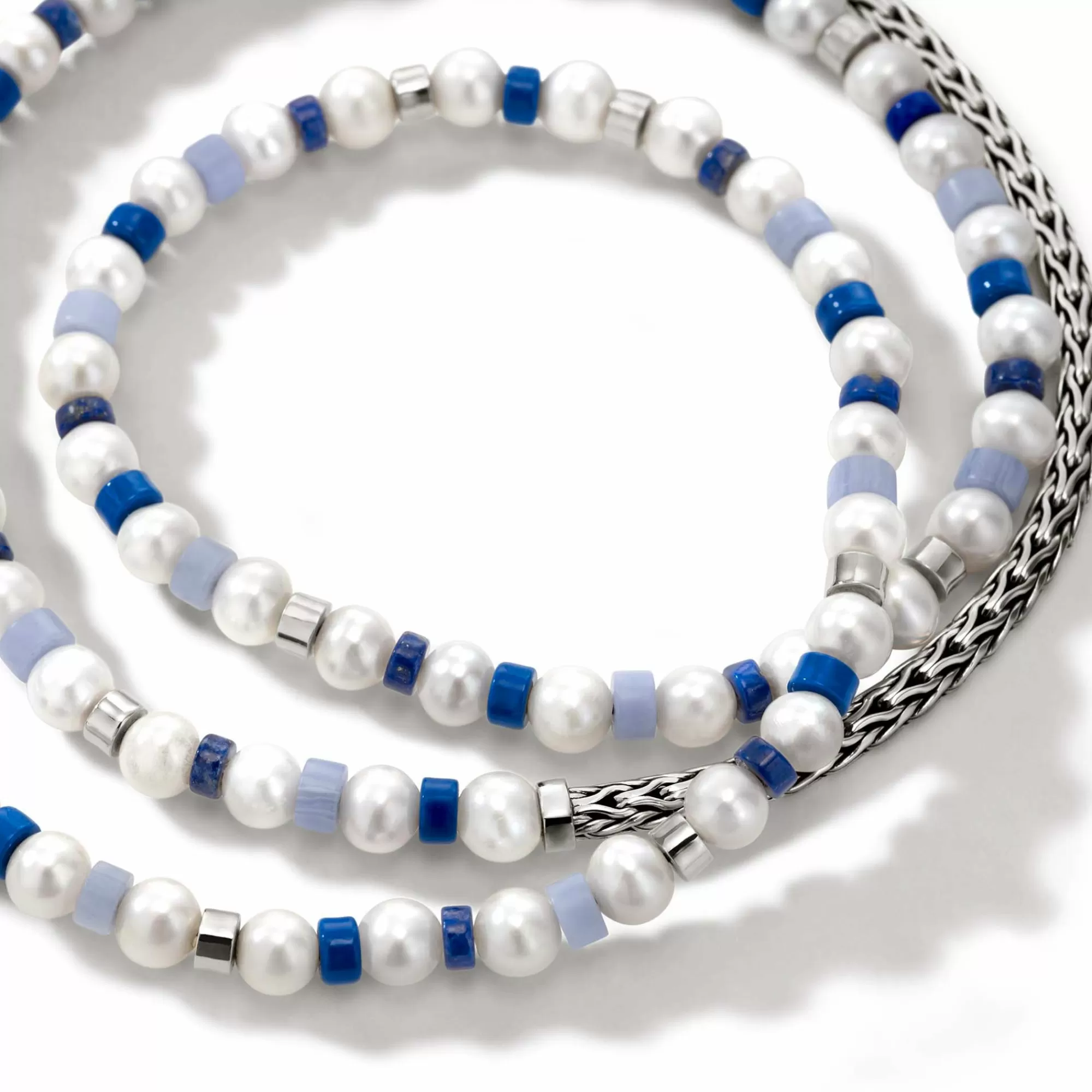 Beads^John Hardy Colorblock Necklace, Silver, Gemstones, Pearl