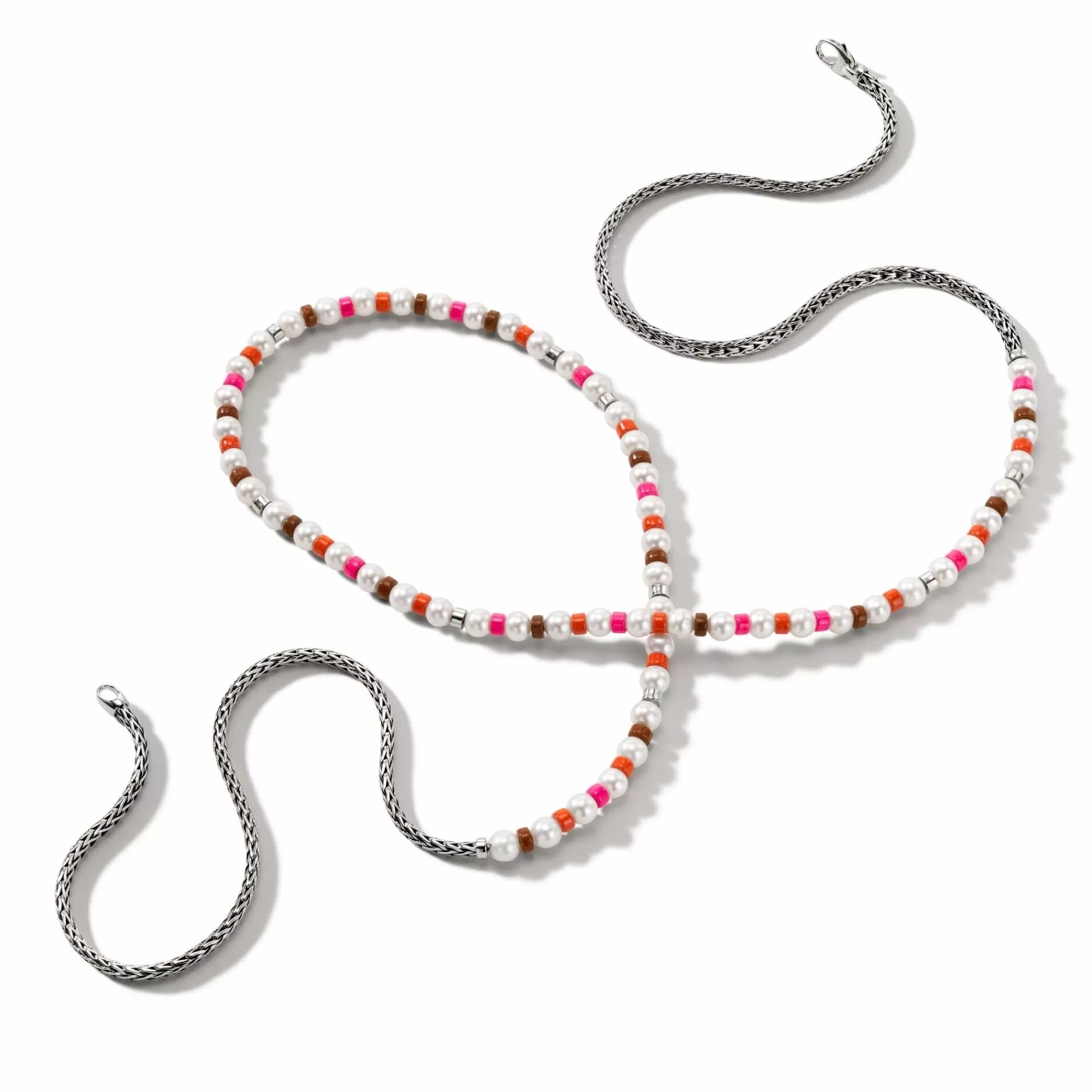 Beads^John Hardy Colorblock Necklace, Silver, Gemstones, Pearl