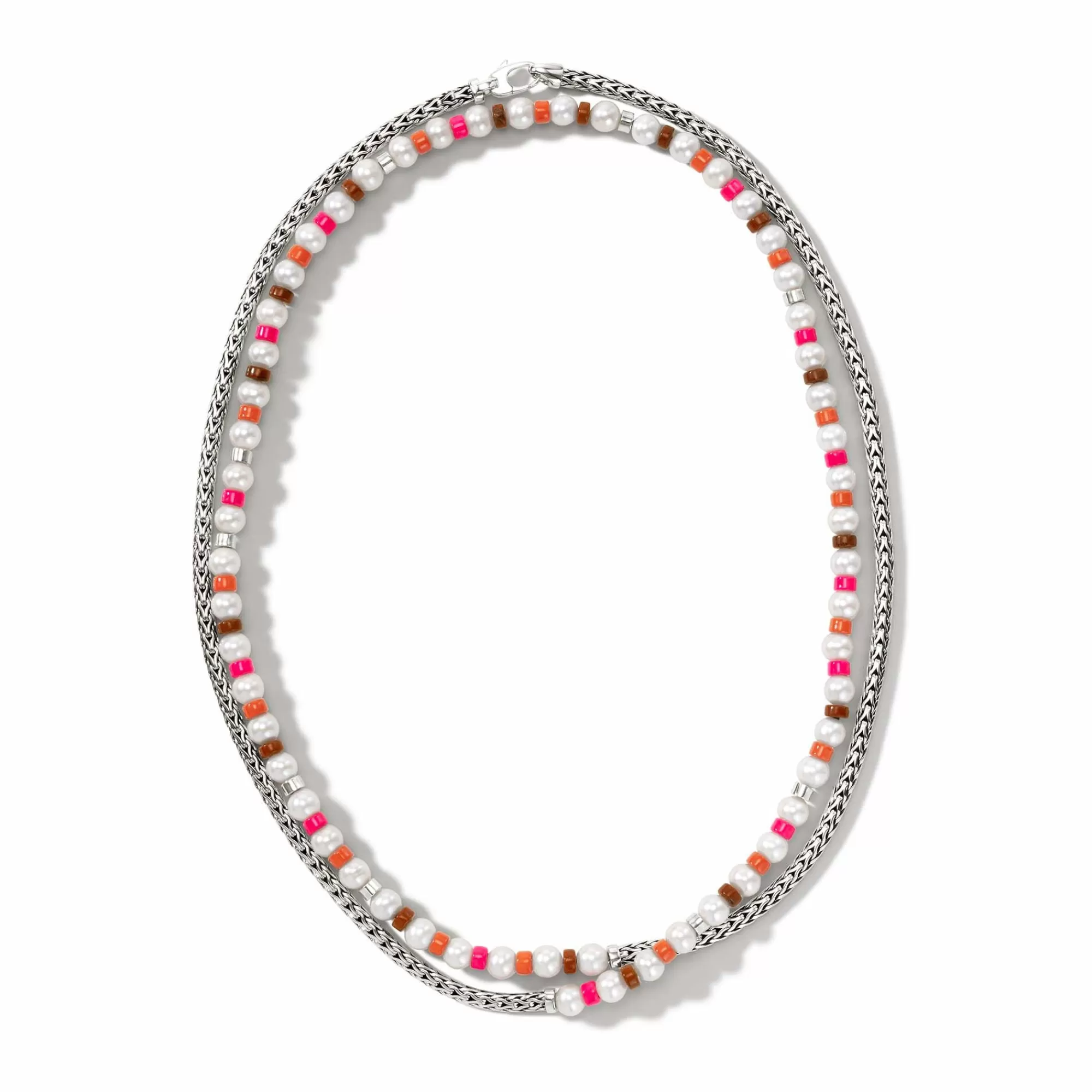 Beads^John Hardy Colorblock Necklace, Silver, Gemstones, Pearl