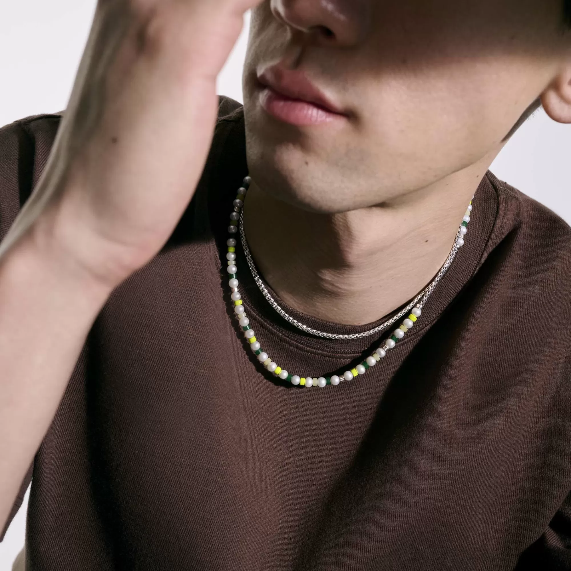 Beads^John Hardy Colorblock Necklace, Silver, Gemstones, Pearl