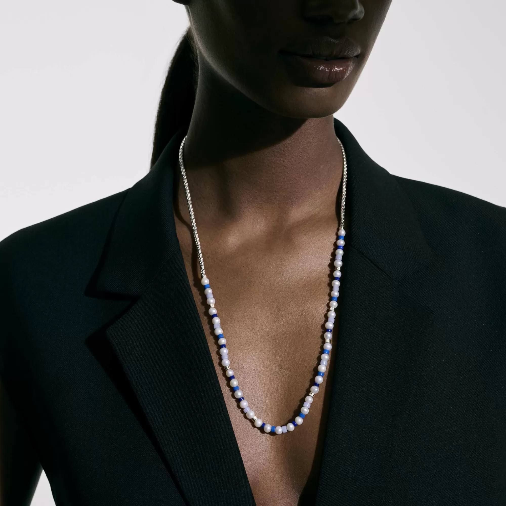 Beads^John Hardy Colorblock Necklace, Silver, Gemstones, Pearl