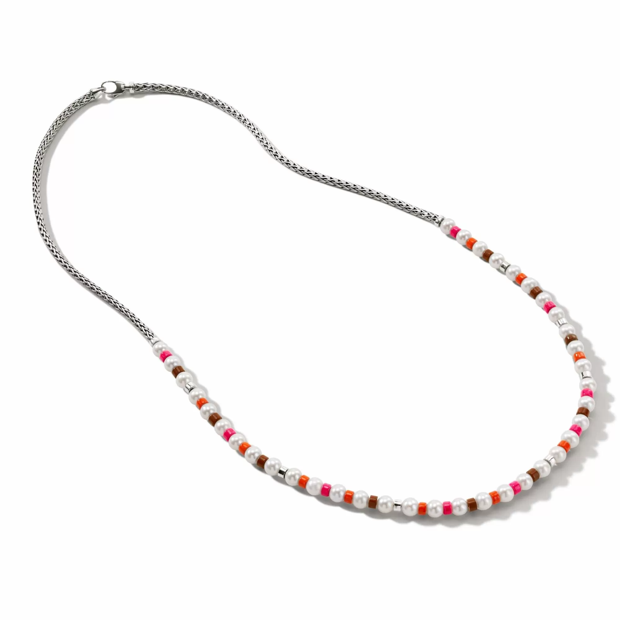 Beads^John Hardy Colorblock Necklace, Silver, Gemstones, Pearl