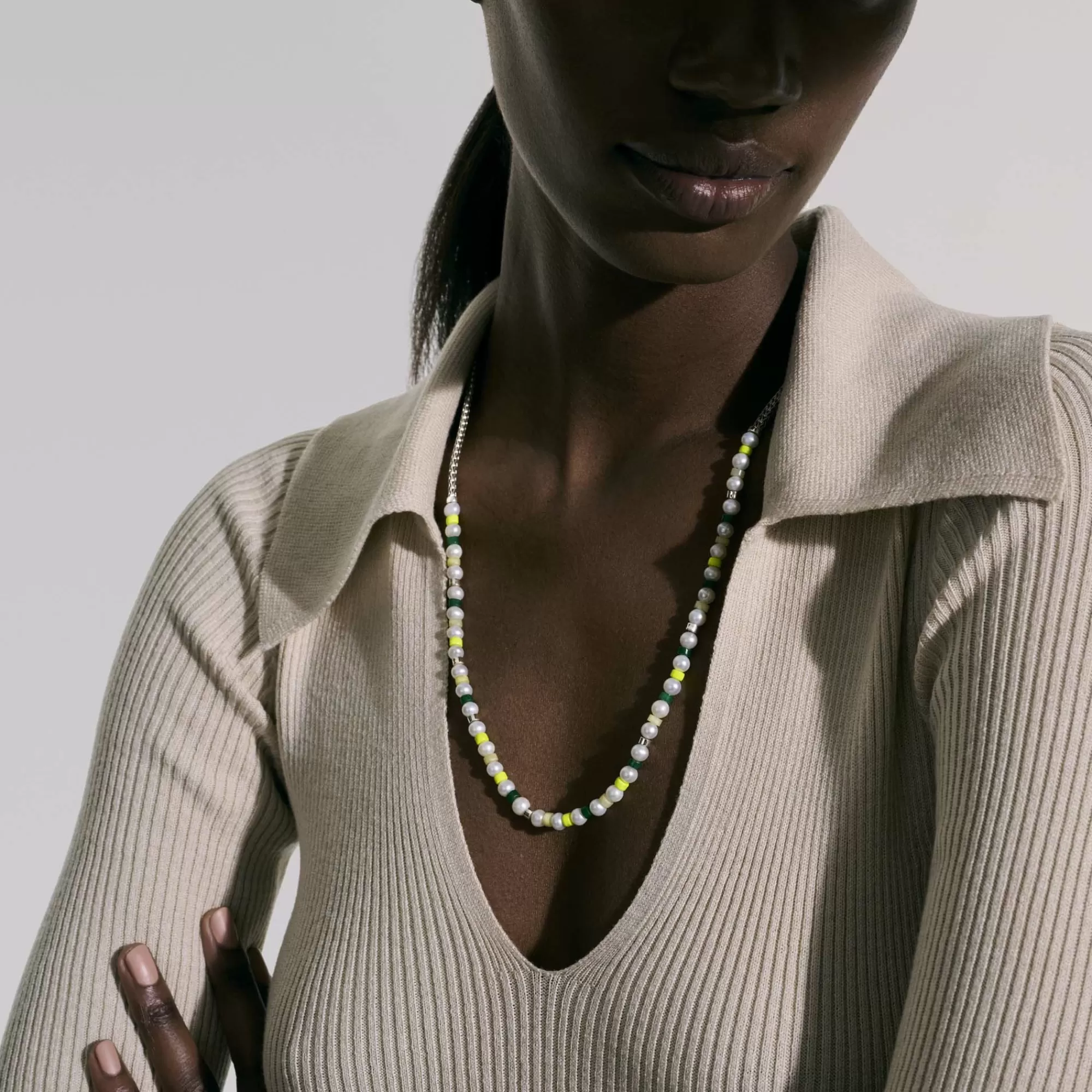 Beads^John Hardy Colorblock Necklace, Silver, Gemstones, Pearl