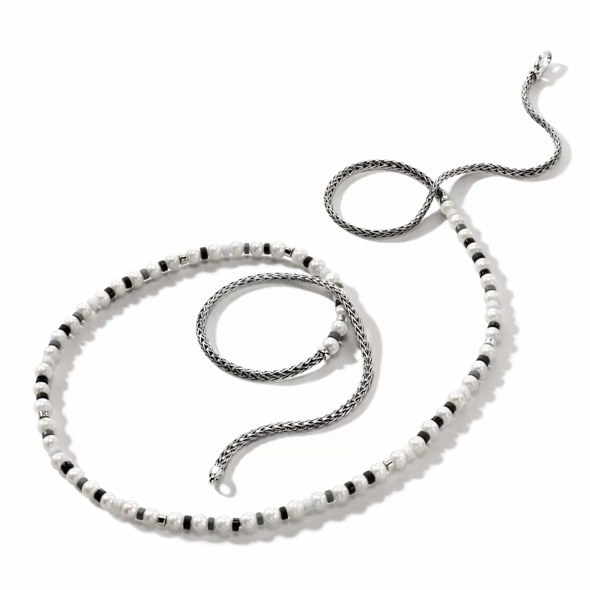 Beads^John Hardy Colorblock Necklace, Silver, Gemstones, Pearl