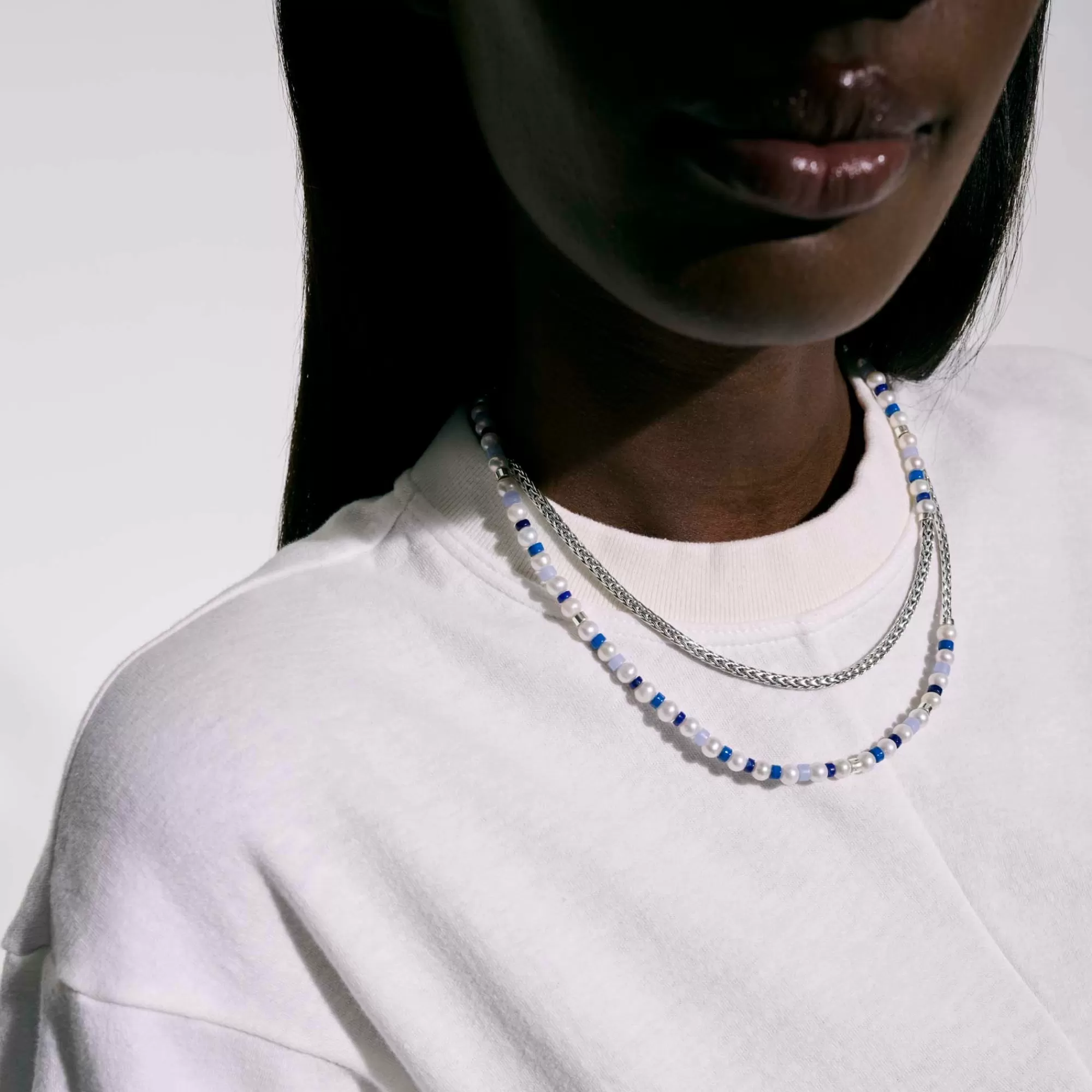 Beads^John Hardy Colorblock Necklace, Silver, Gemstones, Pearl