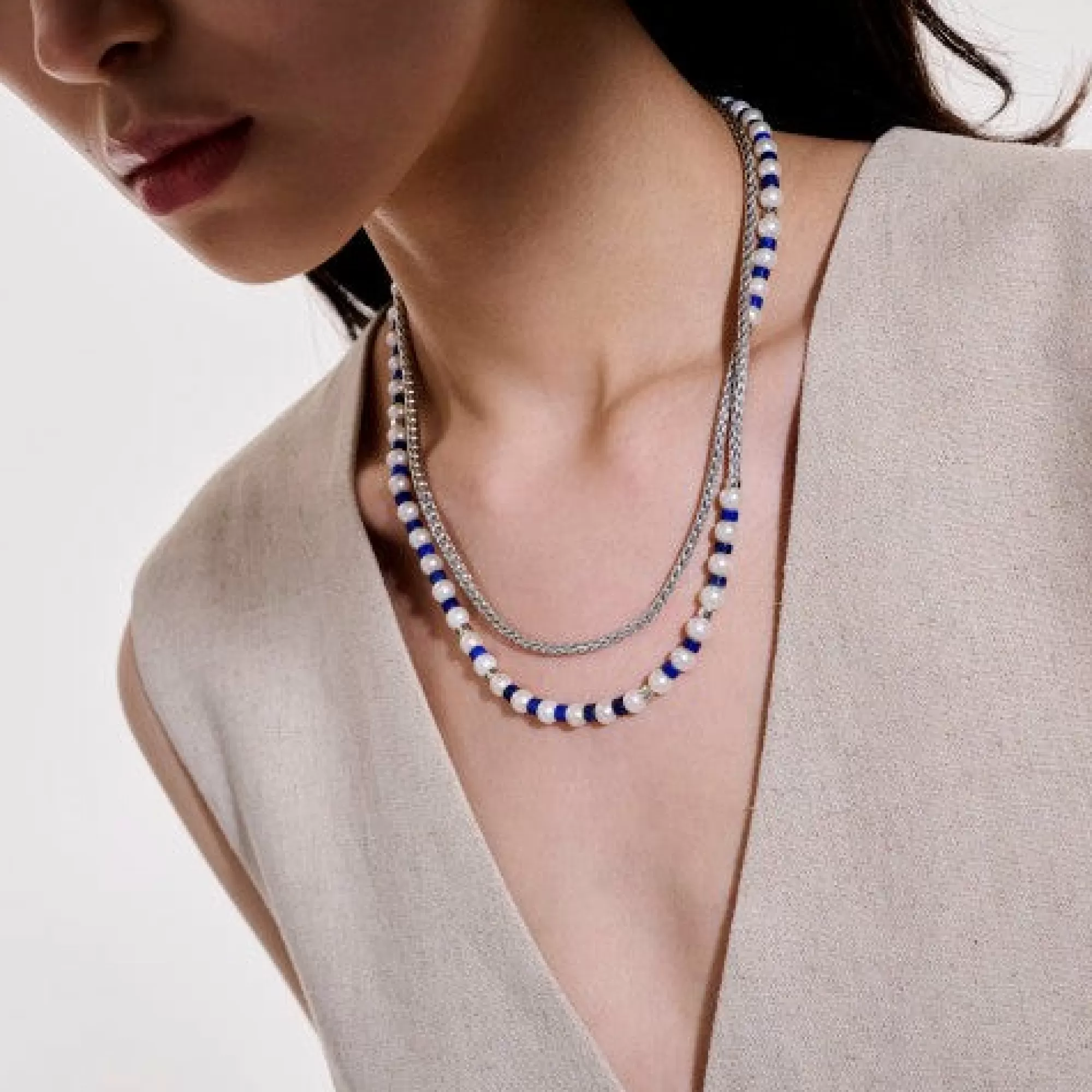 Beads^John Hardy Colorblock Necklace, Silver, Gemstones, Pearl