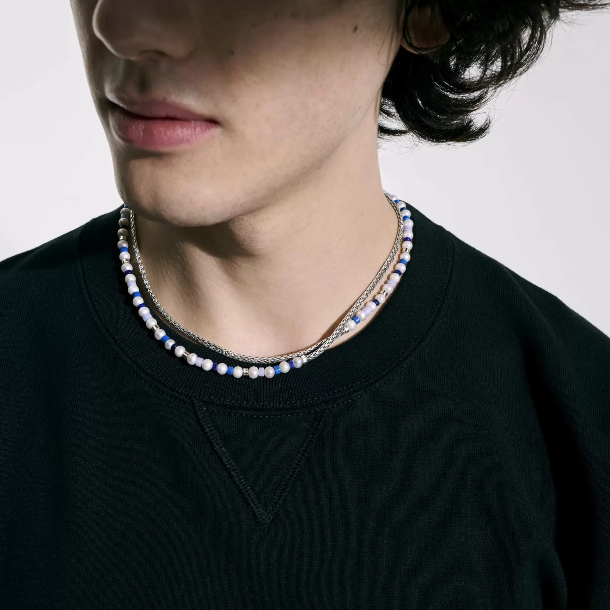 Beads^John Hardy Colorblock Necklace, Silver, Gemstones, Pearl