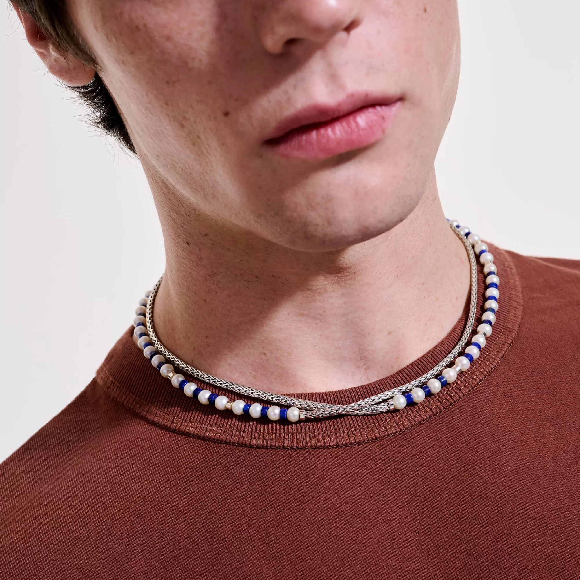 Beads^John Hardy Colorblock Necklace, Silver, Gemstones, Pearl