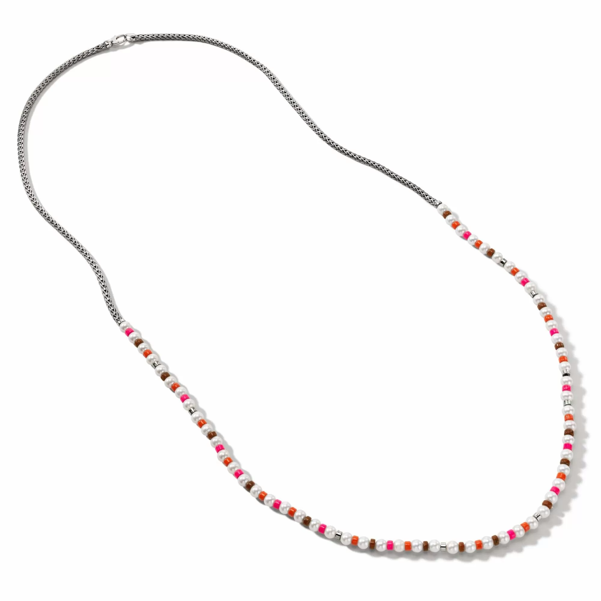 Beads^John Hardy Colorblock Necklace, Silver, Gemstones, Pearl