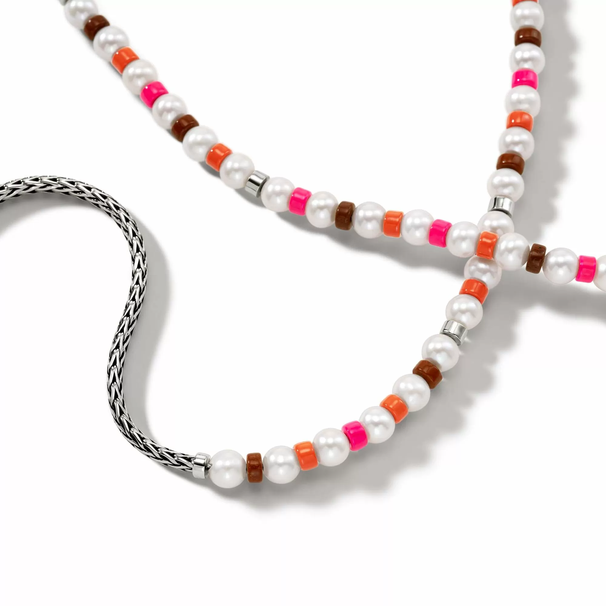 Beads^John Hardy Colorblock Necklace, Silver, Gemstones, Pearl
