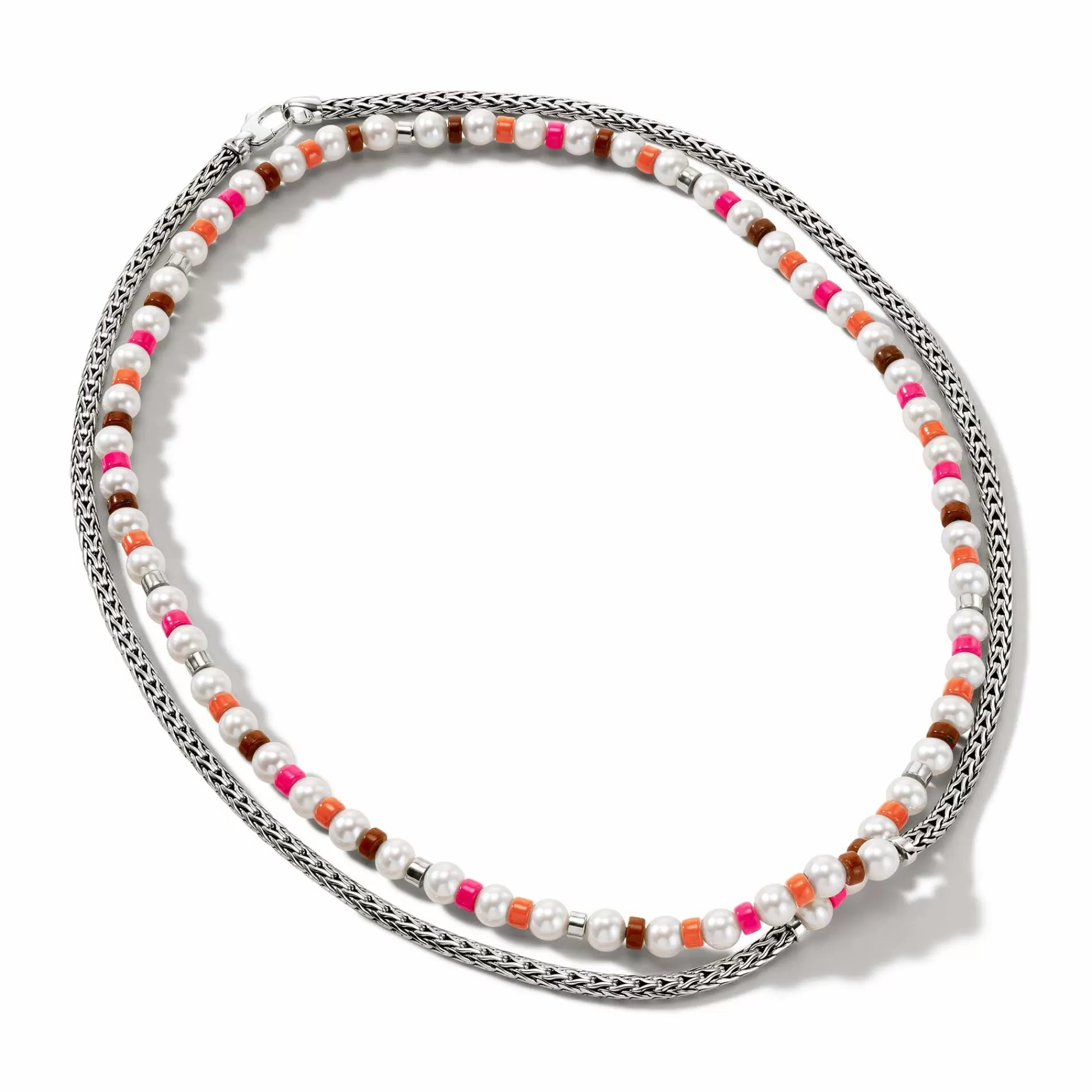 Beads^John Hardy Colorblock Necklace, Silver, Gemstones, Pearl