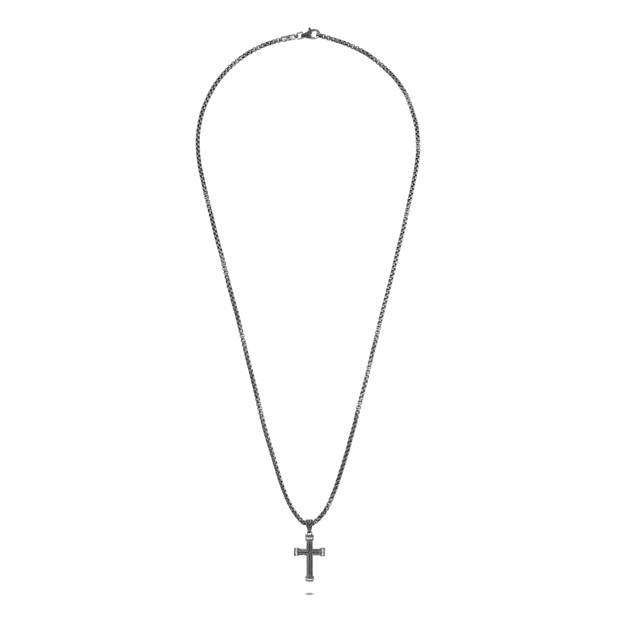 Tags & Pendants^John Hardy Cross Pendant Necklace, Dark Silver, Diamonds