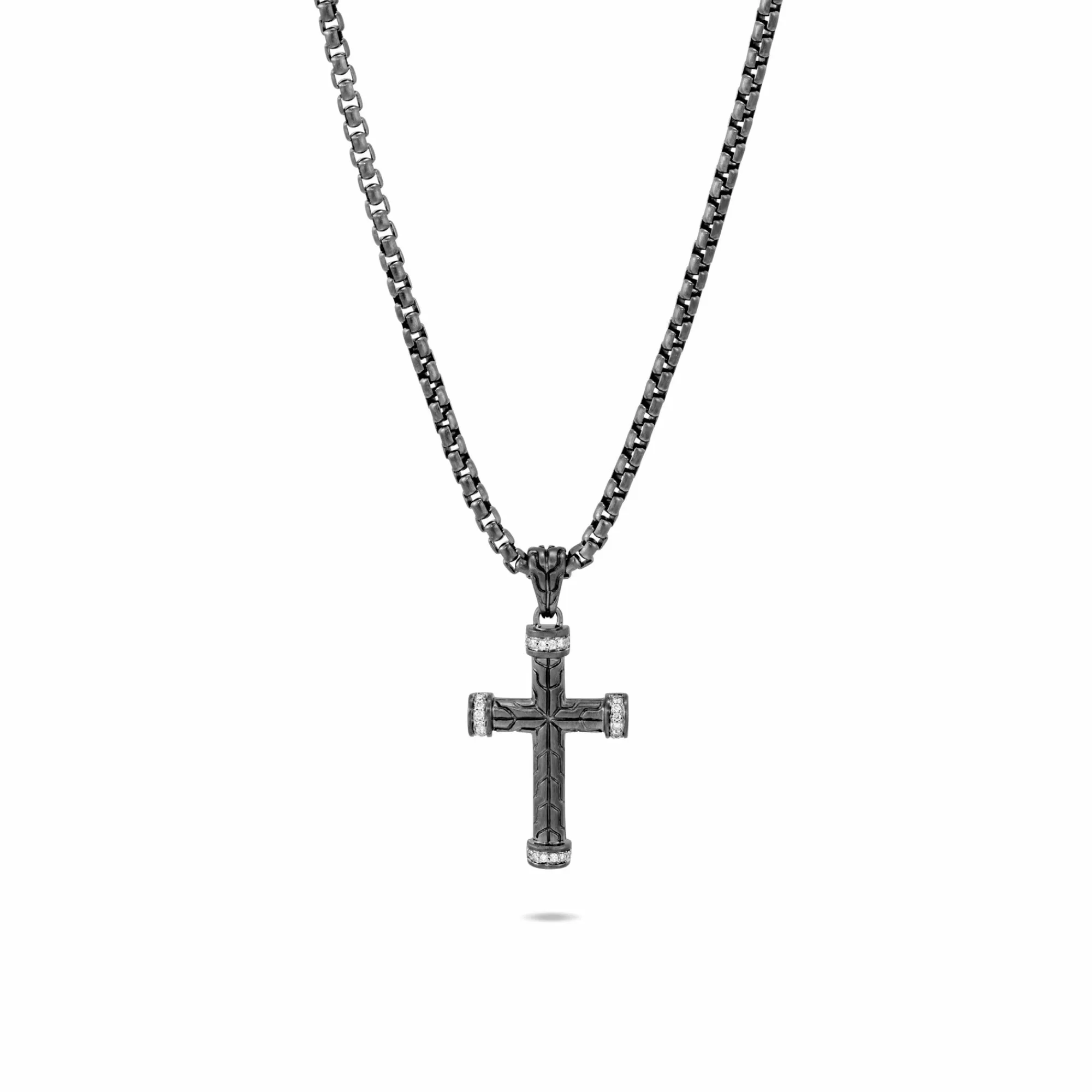 Tags & Pendants^John Hardy Cross Pendant Necklace, Dark Silver, Diamonds