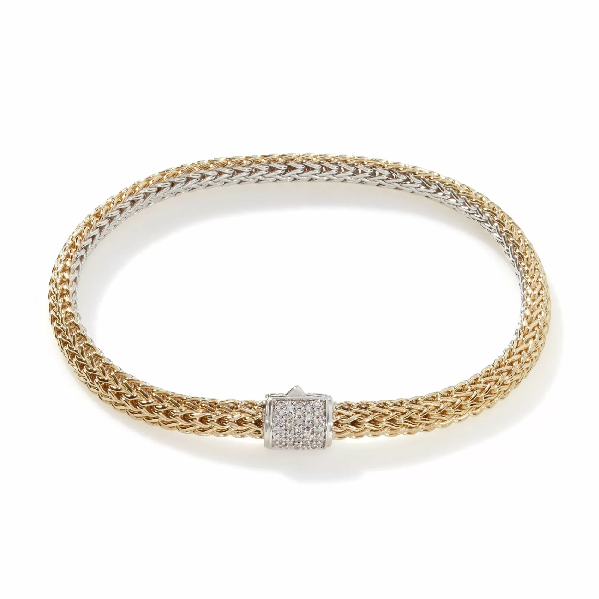Chains^John Hardy Icon Bracelet, Gold, Silver, Diamonds, 5Mm