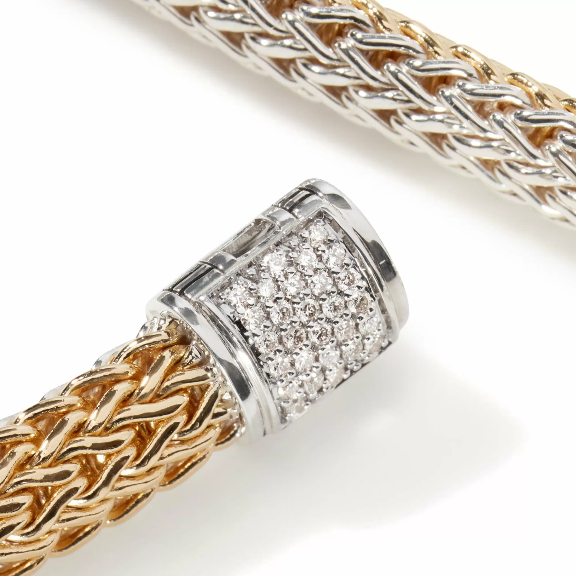 Chains^John Hardy Icon Bracelet, Gold, Silver, Diamonds, 6.5Mm