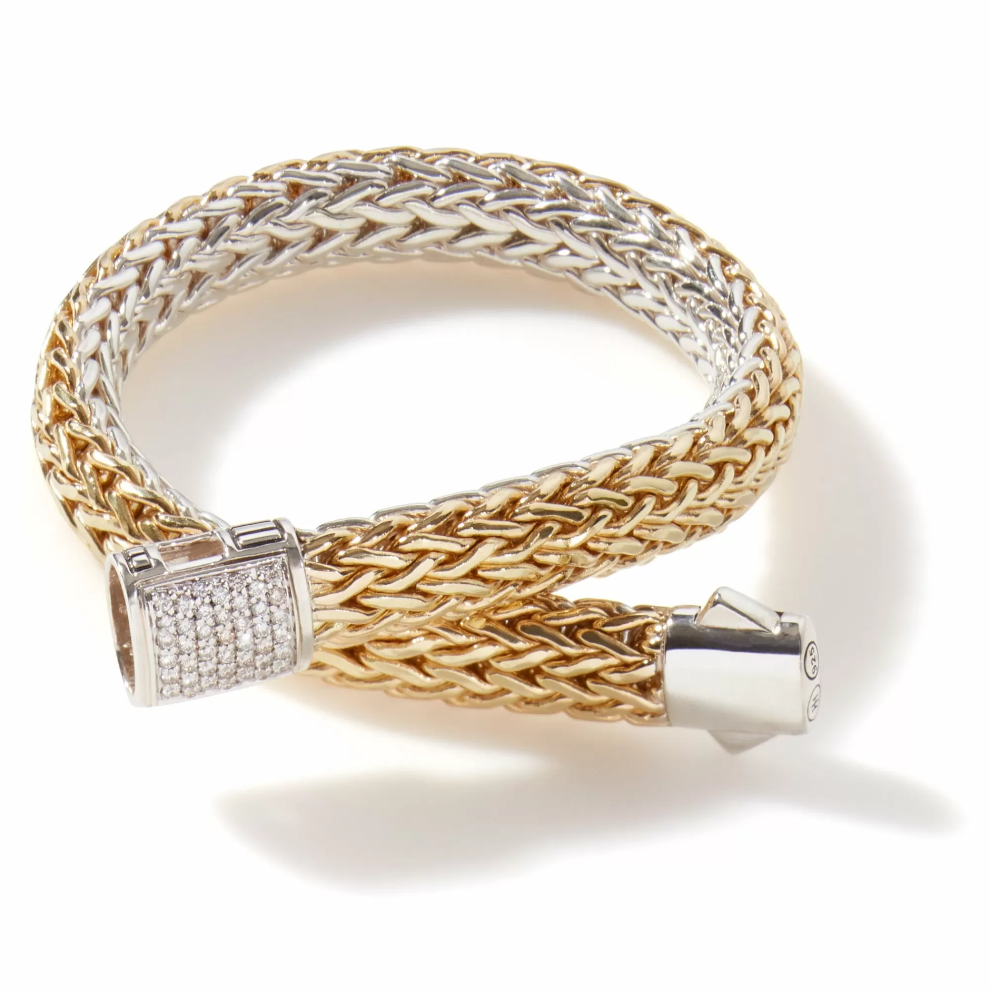 Chains^John Hardy Icon Bracelet, Gold, Silver, Diamonds, 7.5Mm