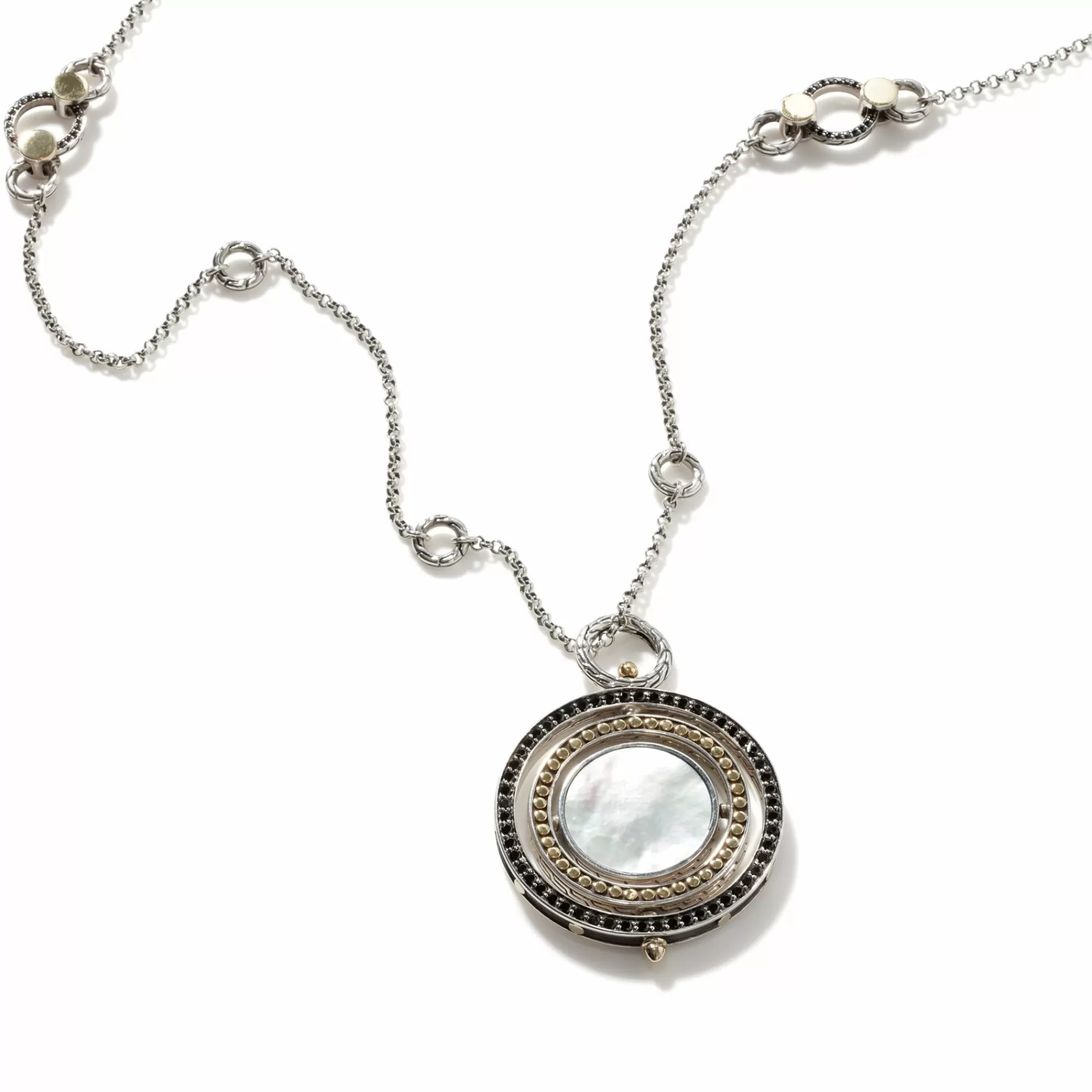 Pendants^John Hardy Moon Door Necklace, Silver, Gold, Pave, Pearl