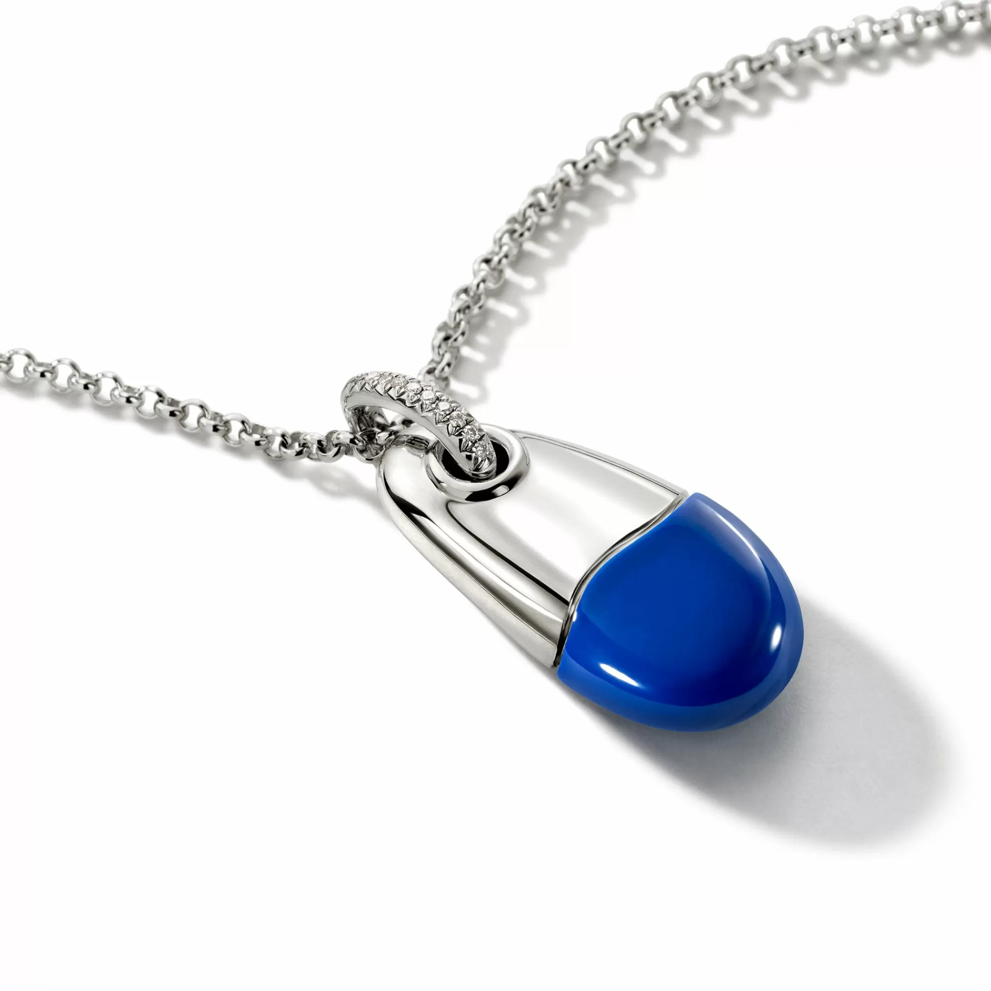 Tags & Pendants^John Hardy Pebble Necklace, Sterling Silver, Diamonds