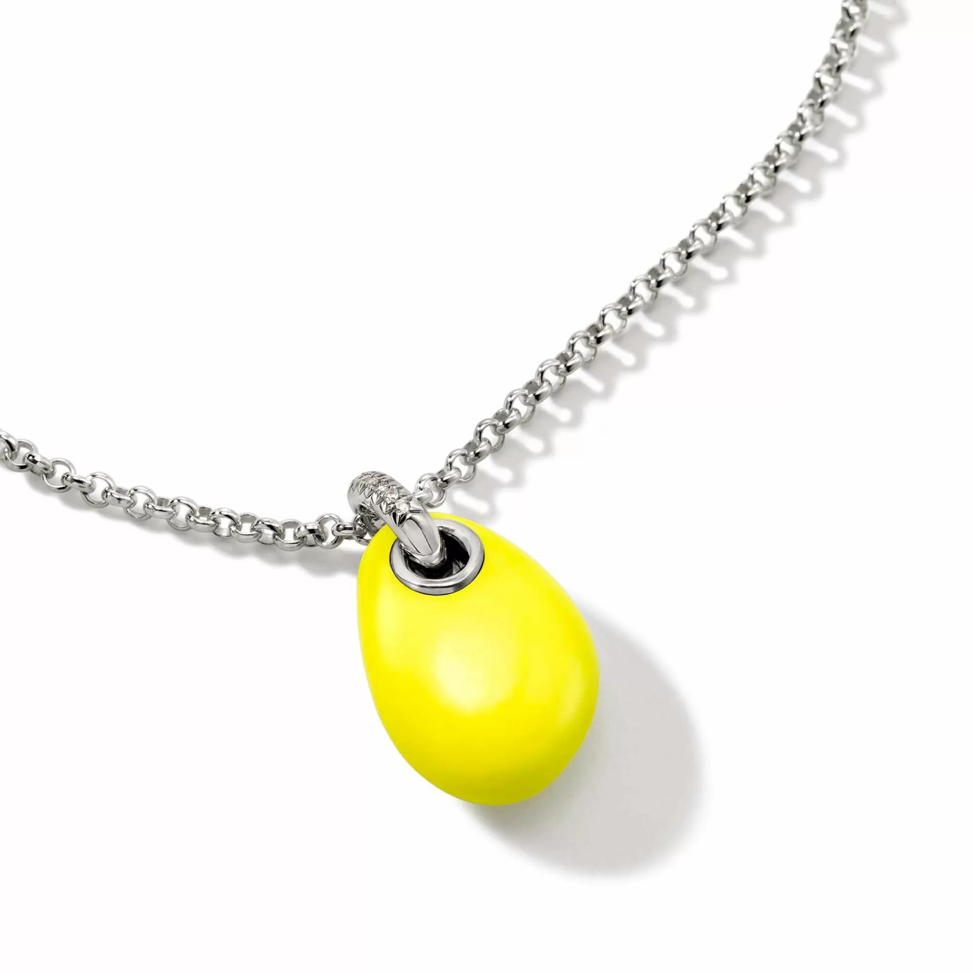 Tags & Pendants^John Hardy Pebble Necklace, Sterling Silver, Diamonds