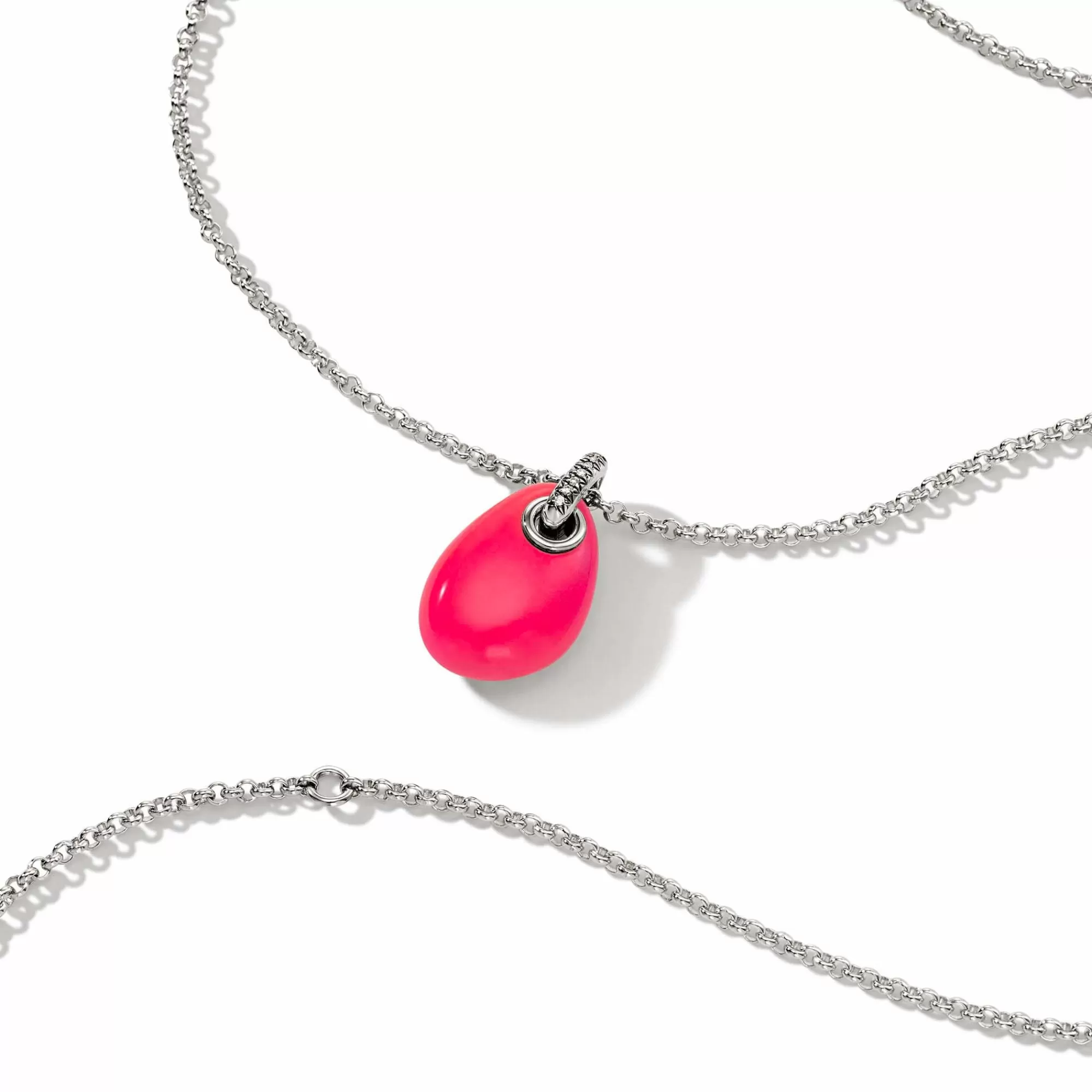 Tags & Pendants^John Hardy Pebble Necklace, Sterling Silver, Diamonds