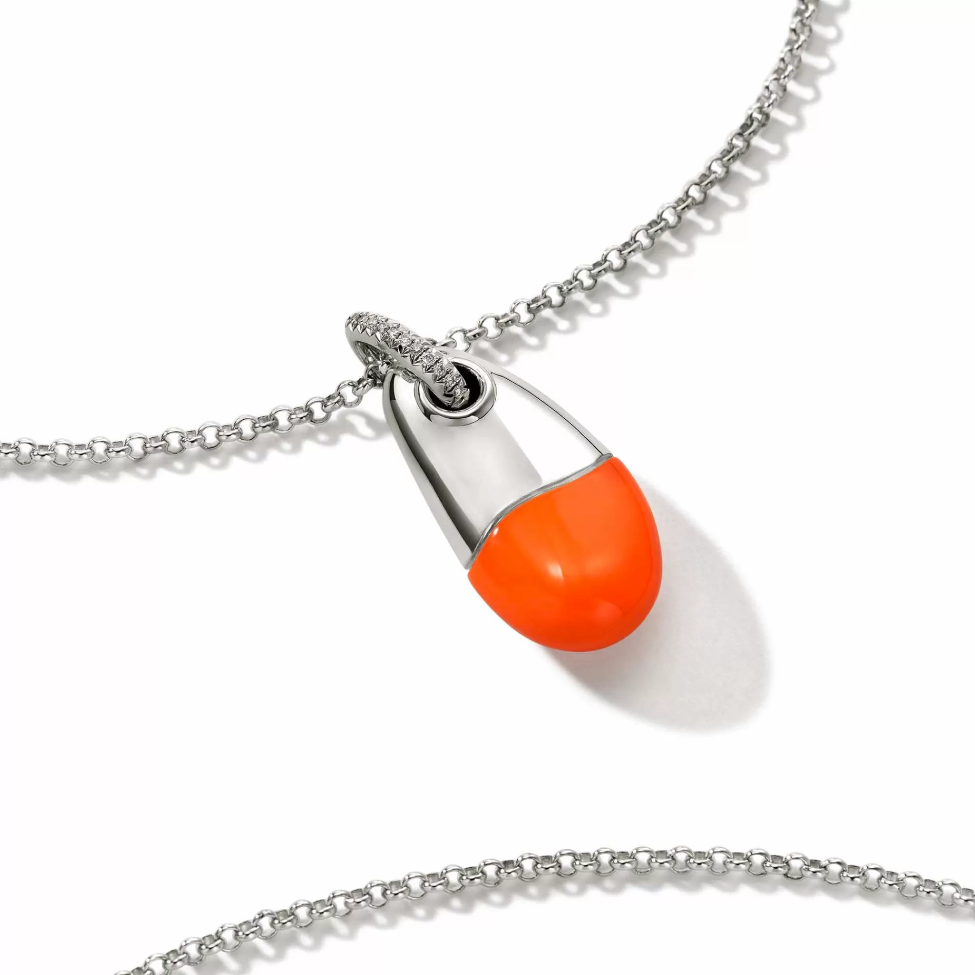 Tags & Pendants^John Hardy Pebble Necklace, Sterling Silver, Diamonds