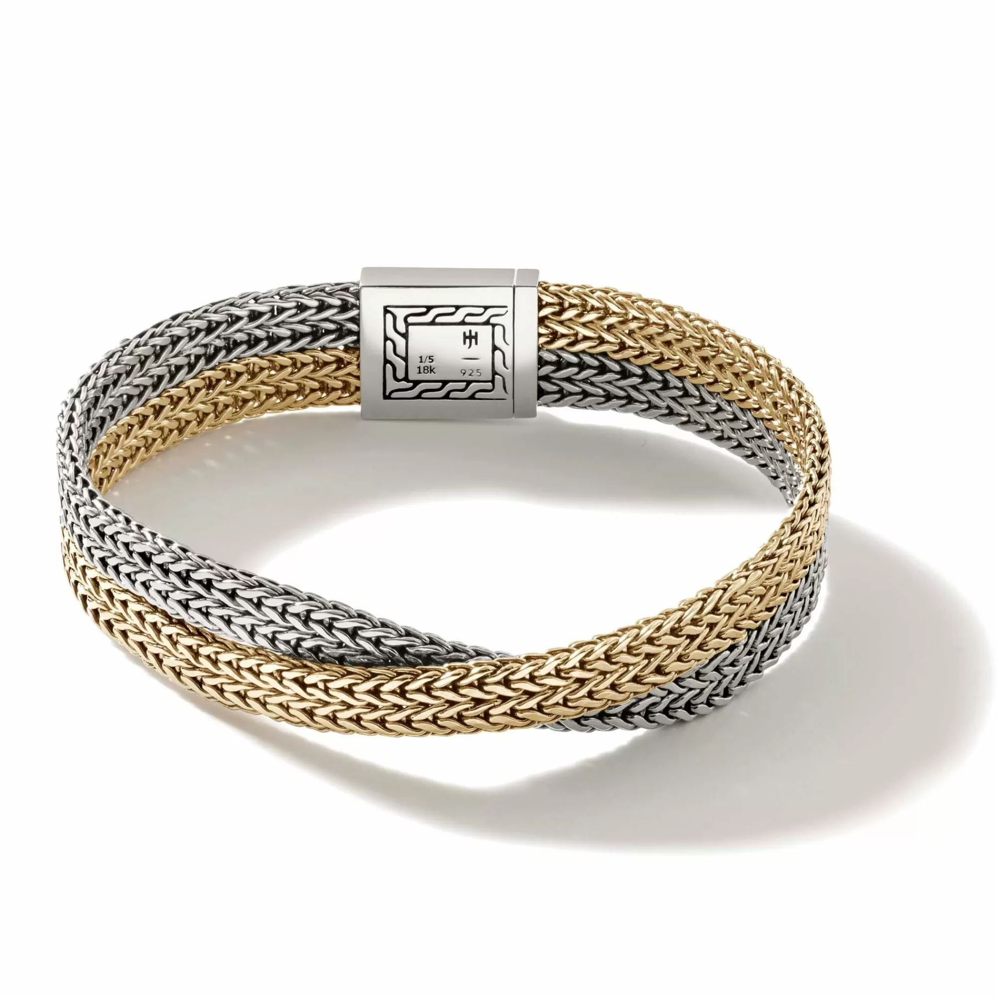 Chains^John Hardy Rata Chain Crossover Bracelet, Gold, Silver
