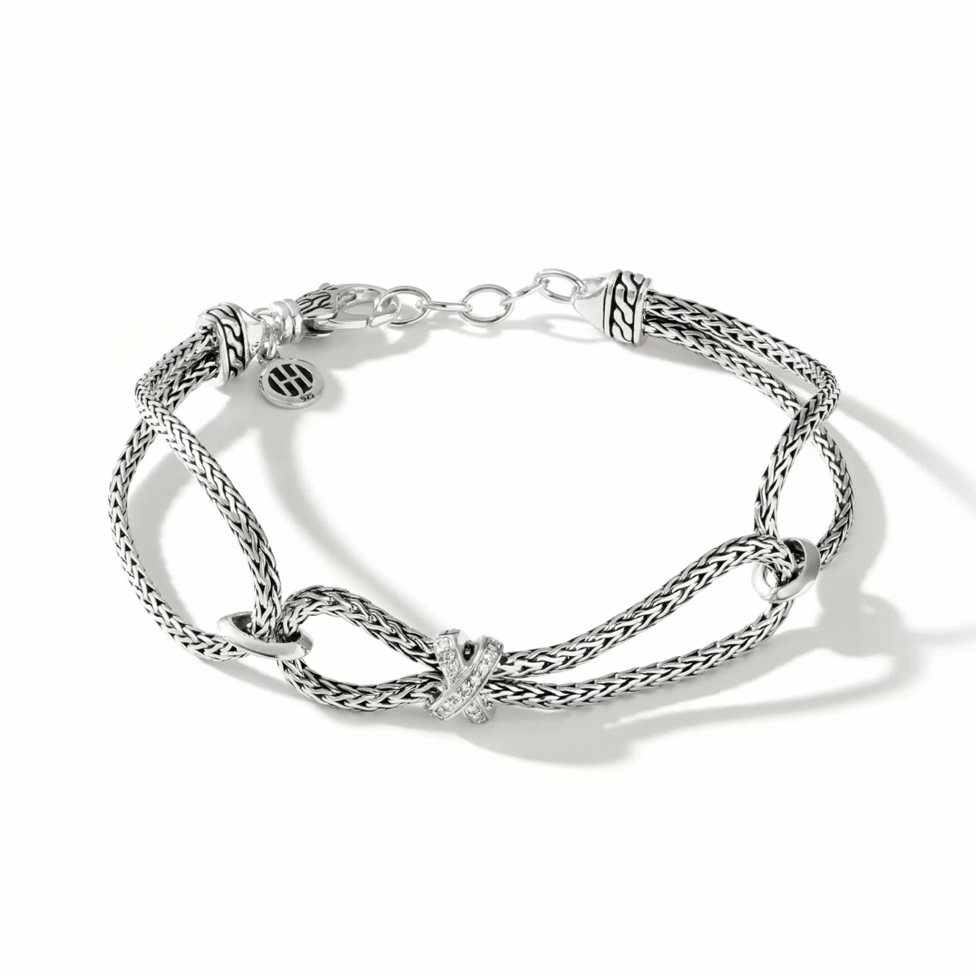 Chains^John Hardy Soft Chain Link Bracelet, Silver, Diamonds