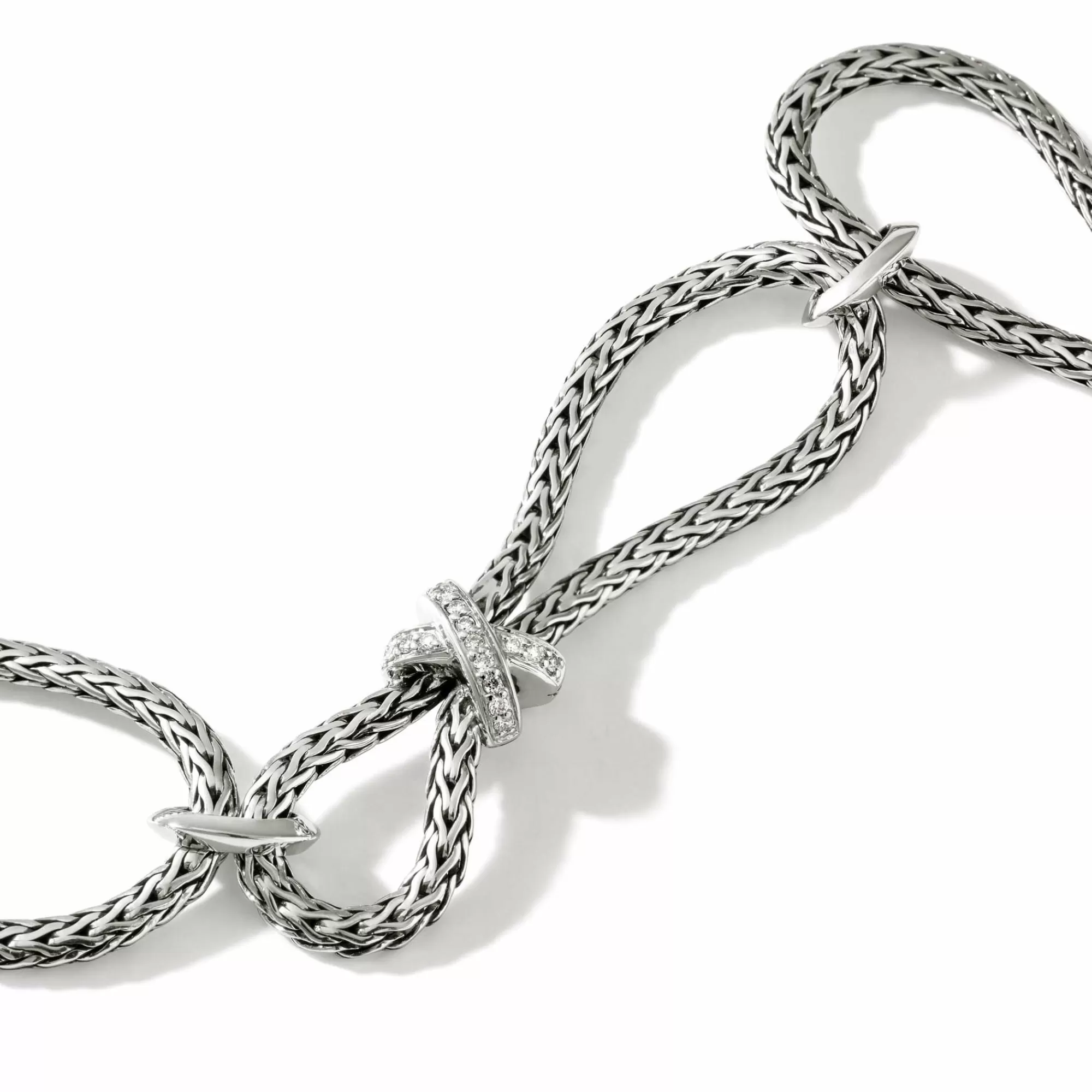 Chains^John Hardy Soft Chain Link Bracelet, Silver, Diamonds