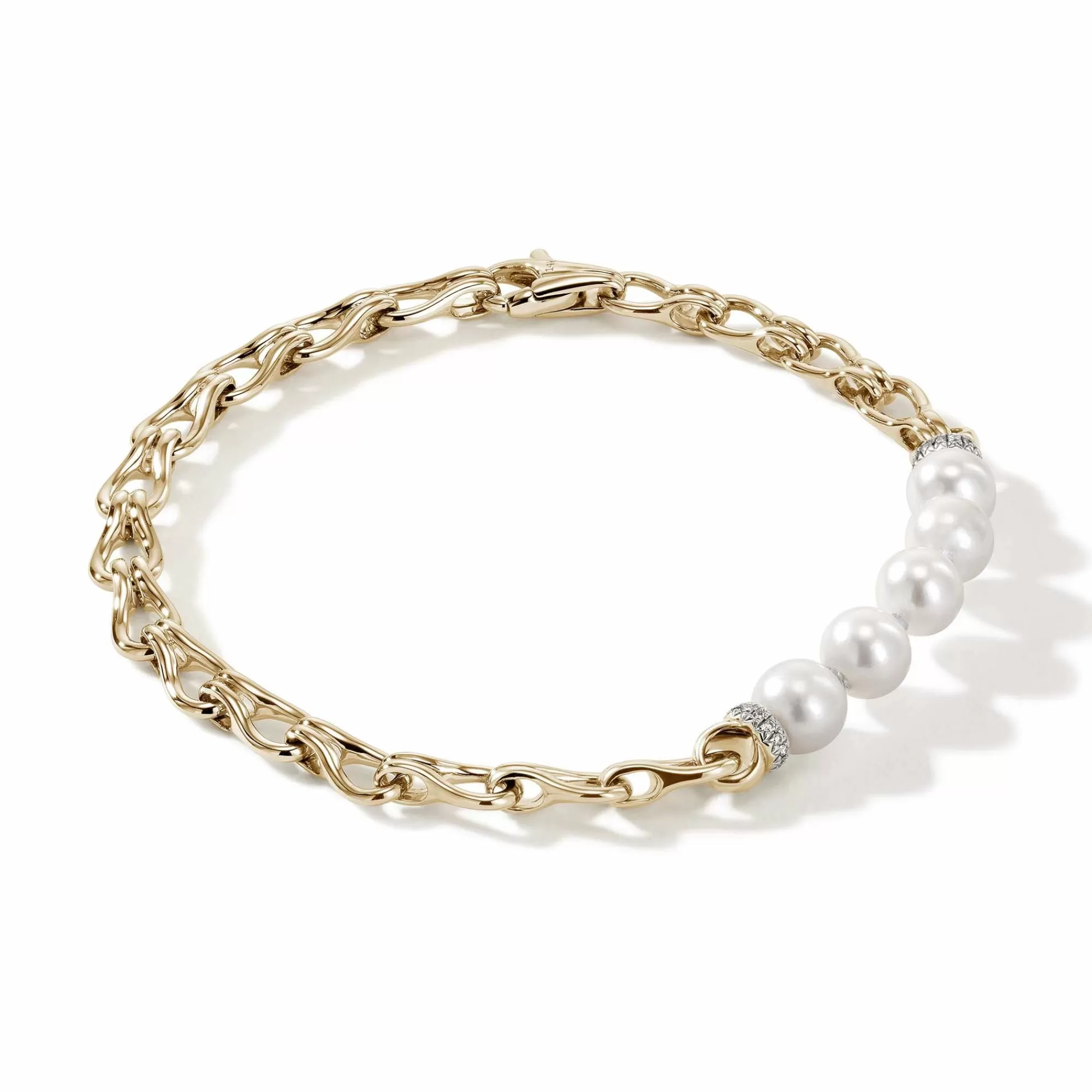 Chains^John Hardy Surf Bracelet, Gold, Diamonds, Pearls, 10Mm