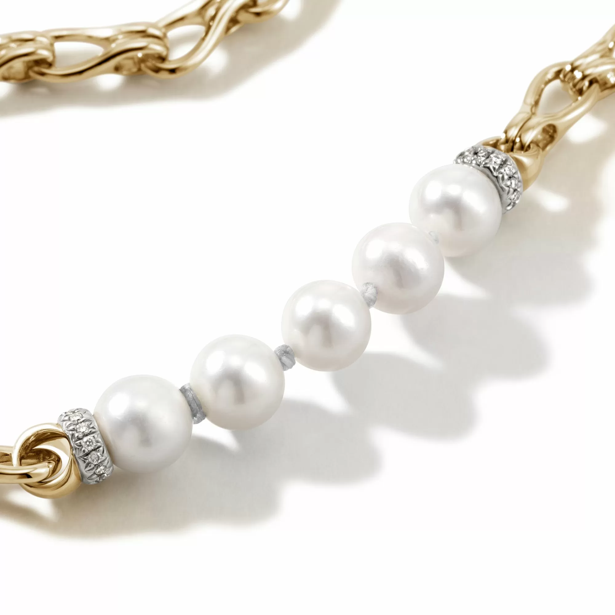 Chains^John Hardy Surf Bracelet, Gold, Diamonds, Pearls, 10Mm