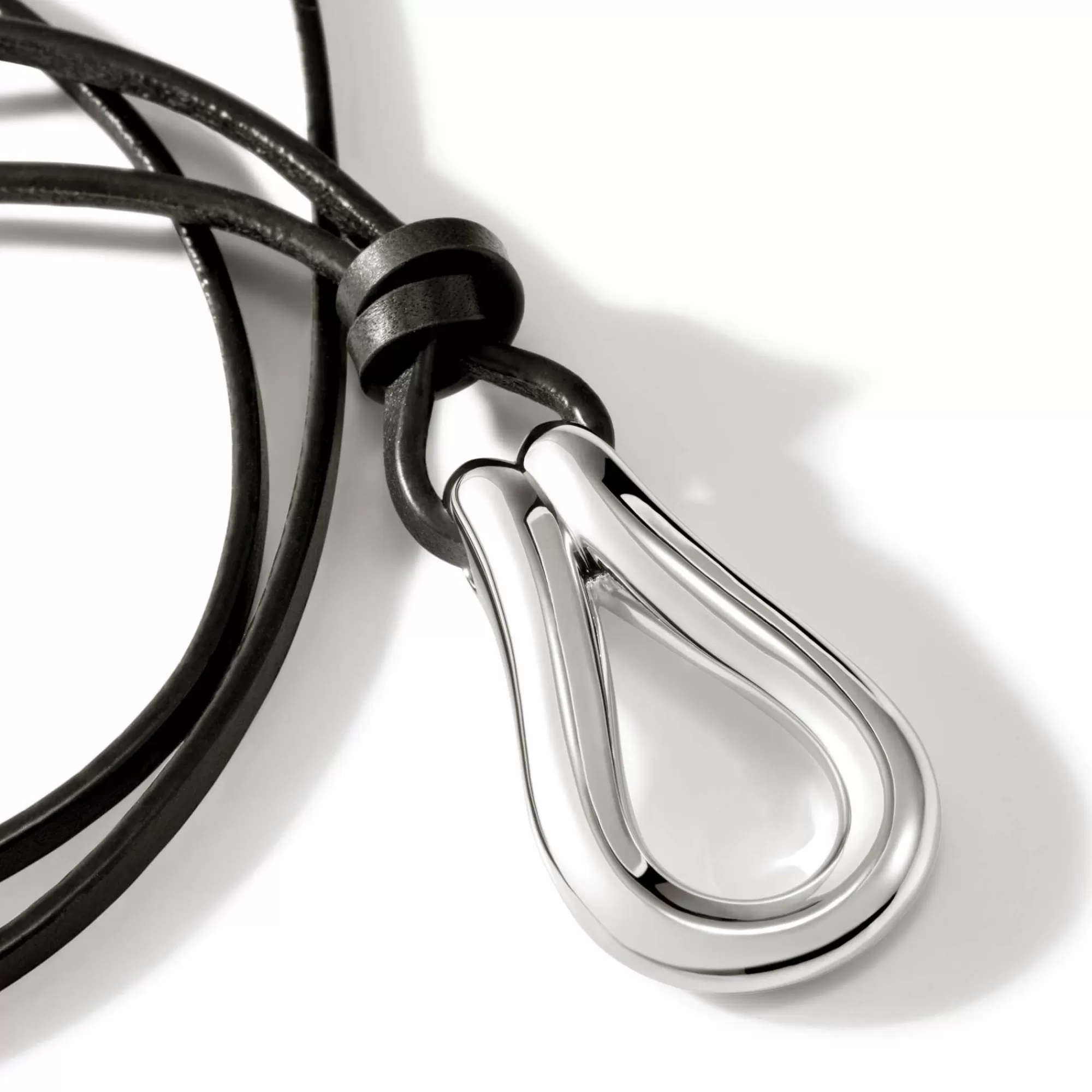 Tags & Pendants^John Hardy Surf Pendant Necklace, Silver, Leather