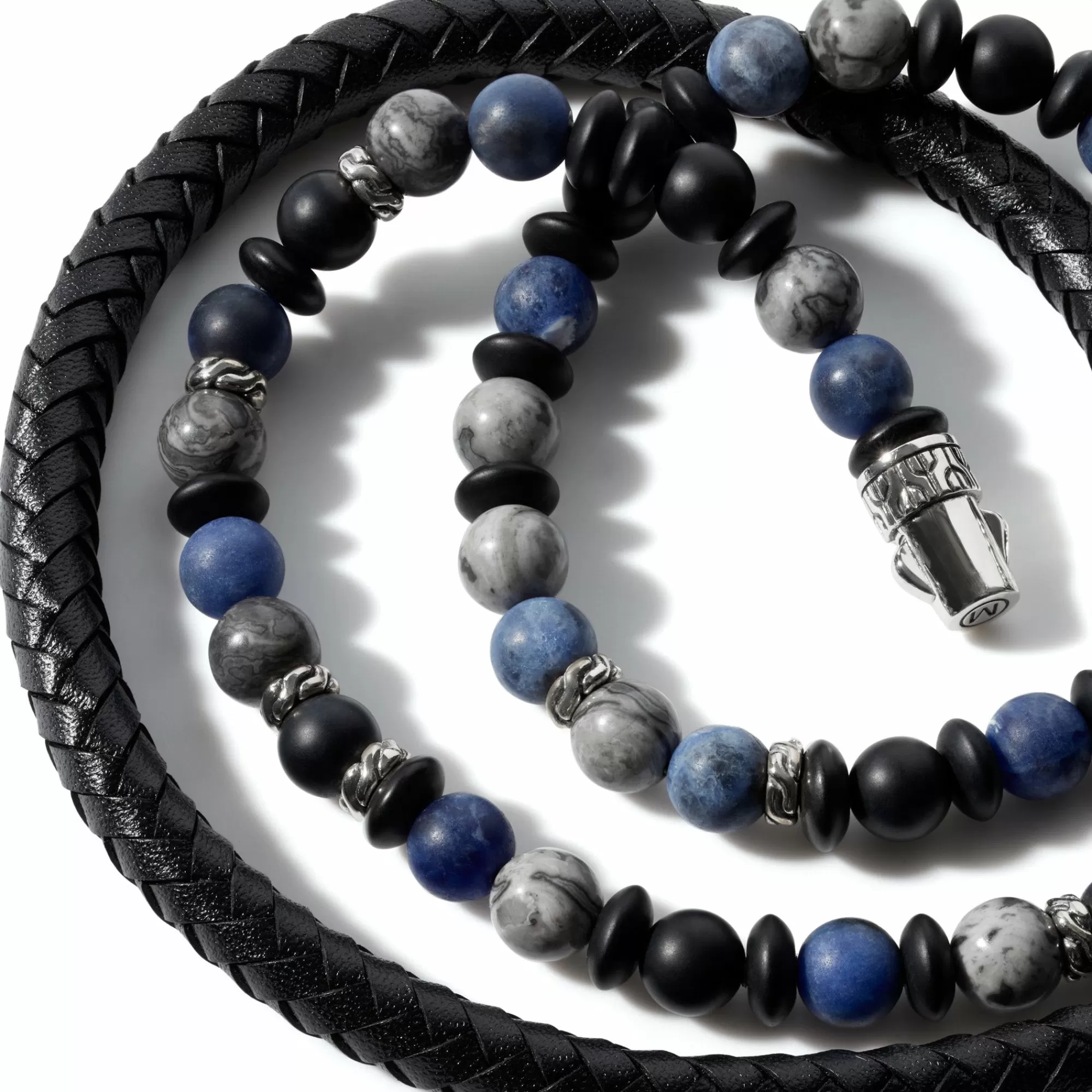 Beads^John Hardy Triple Wrap, Silver, Gemstones, Leather